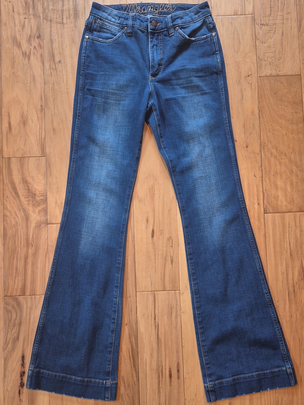 Wrangler Dark Blue High-Rise Flare Jeans